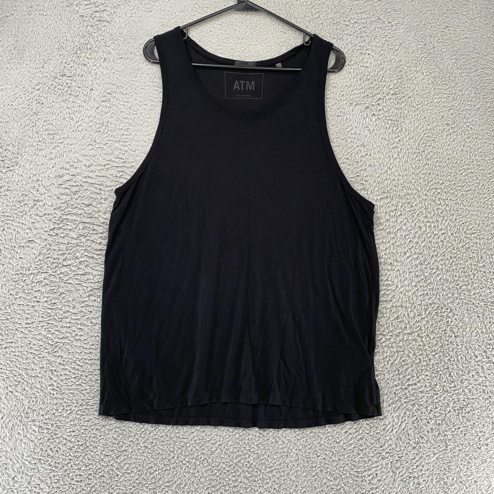 ATM Anthony Thomas Melillo Shirt Mens XL Black Modal Tank Top Oversized